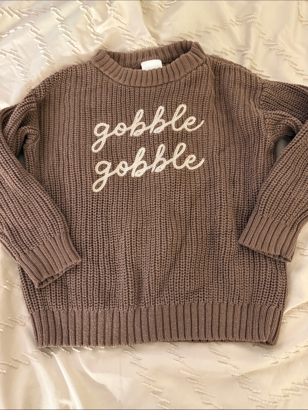 Kids Thanksgiving Sweater - Brown "gobble gobble" Crewneck